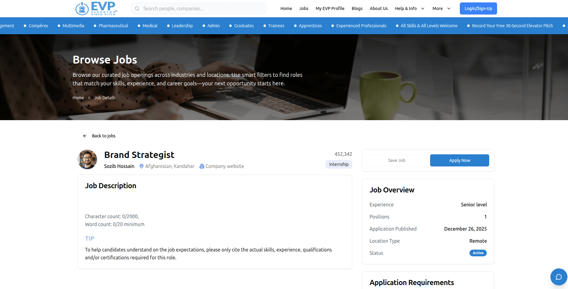 Elevator Pitch - Job Portal